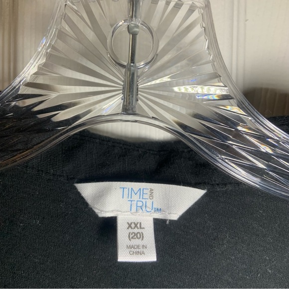 Time & Tru Black Collared Sleeveless Button Front Tie Knot Blouse XXL - Picture 2 of 8